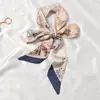 Bufanda de Seda Retro Francesa Primavera y Otoño para Mujer Lazo Largo para Bolso Cinta Flor de Lazo Estilo Extranjero Moda Diadema Larga Pequeña
