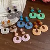 Brincos ovais de acetato rosa vintage com pino de prata, brincos de tarraxa estilo étnico de alta qualidade, brincos geométricos atmosféricos para atacado