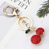 Chaveiro de fruta Cereja de liga de strass criativo feminino fofo moda requintado bolsa chaveiro pingente de carro
