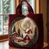 2026 Nuevo Bolso Tote Acolchado Bordado de Moda Navideño Estampado Digital Transfronterizo Bolso de Algodón Casual para el Trabajo