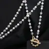 Collar con Colgante de Círculo de Perla y Cristal Estilo Nuevo Personalizado Estilo Minimalista para Abrochar Accesorios de Cadena para Clavícula Europeos y Americanos Ins Transfronterizo