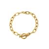 Moda europeia e americana clássica pulseira de ouro pulseira clipe de papel ponteira OT banhada a ouro aço inoxidável pulseira de corrente oval para mulheres