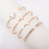 Set de Joyería Sencillo de Venta Caliente Europea y Americana Pulsera Estrella Luna de Cristal Juego de Cuatro Piezas Pulsera Abierta Accesorios para Pulsera
