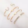 Moda Europea y Americana Conjunto de Joyería Sencillo Conjunto de Pulseras con Estrellas y Luna de Diamante Conjunto de Cuatro Piezas Pulsera Abierta Accesorios para Pulseras