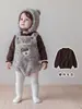 Conjunto de Inverno Estiloso de Pelúcia para Meninas Macacão de Pelúcia Cartoon para Bebê Roupa Base Conjunto de Duas Peças Roupas Infantis Coreanas