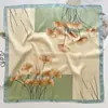 Elegante elegante bufanda con estampado de hoja de ginkgo estilo coreano primavera y otoño versátil decorativa cuadrada profesional bufanda para el cabello multifuncional