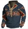 2022 Manga Casual Esportiva Pullover Masculina Europeia e Americana de manga comprida Estilo Ocidental estampada T-shirt de manga comprida