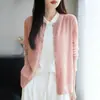 Nuevo Estilo Otoño/Invierno 2026 Cárdigan de Punto Waffle de Seda y Lana para Mujer, Prenda Exterior Elegante y Sencilla para Superponer
