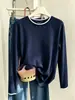 Camiseta de algodón puro para mujer, estilo dos piezas falsas, cuello redondo, manga larga, para otoño, con diseño único, aspecto elegante, efecto rejuvenecedor y versátil como top o capa base