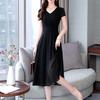 Vestido de Chiffon Estilo Verão 2025 Novo Slim e Versátil Cobre a Barriga High-End Petite Comprimento Médio Vestido de Fada