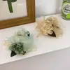 Pinza para el pelo con forma de flor de rosa de malla sintética, Pinza de estilo perezoso, Pinza de tiburón grande tipo hada, Accesorio para el pelo para recoger el pelo suelto