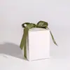 Caixa de Doces Retangular Branca Vazia Estilo Europeu com Fita, Caixa de Embalagem para Presente Pequeno de Festa de Aniversário com Laço