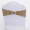 Suministro directo de fábrica en decoración de hotel y boda al por mayor funda de silla de spandex respaldo de arco flor tira de lentejuelas