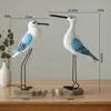 Decoración de Escritorio de Ave Marina de Patas Largas Estilo Retro Adornos Artesanías de Madera Estilo Marino Aves Marinas y Gaviotas Decoraciones para el Hogar y Restaurantes