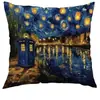 Funda de Almohada para Oficina Dormitorio, Funda de Almohada Azul Nuevo Pintura al Óleo Fuegos Artificiales en la Orilla Fogata, Amazon Tk Transfronterizo