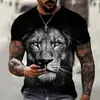 Camiseta Masculina de Transferência de Calor 3D Full-Print Transfronteiriça Lycra Imitação de Algodão Pull-Up Alta Qualidade Textura Solta Manga Curta