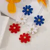 Aretes de Margarita de Rafia Transfronterizos, Aretes Florales Dulces y Delicados Tejidos a Mano, Aretes Estilo Vacaciones en la Playa