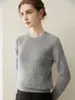 Suéter de punto clásico para mujer con cuello redondo 100% cachemira, nueva camiseta básica simple de otoño e invierno, top pullover suave y amigable con la piel