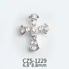 Nuevos Accesorios de Arte de Uñas de Cruz de Aleación con Diamantes Completos, Exquisitos Accesorios de Uñas de Cruz Tridimensionales con Incrustaciones de Diamantes Dorados y Plateados
