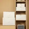 Caja de Almacenamiento para Ropa de Algodón y Lino Color Crema con Cremallera, Caja de Almacenamiento Plegable, Caja Organizadora de Gran Capacidad para Edredones y Ropa