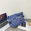 Bolsa de Ombro Masculina Multifuncional Japonesa Grande Capacidade Bolsa Transversal Feminina 2024 Primavera Nova Pasta Simples Bolsa da Moda
