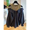 Novedades Temporada Baja 2024 Top Hombros Descubiertos para Mujer Chaleco sin Mangas de Corte Holgado Favorecedor con Parches Mangas Largas Top Dulce y Fresco