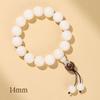 Pulsera Bodhi de Jade Blanco Natural Colgante de Loto Tallado Cuentas Redondas Círculo Único Alrededor del Dedo Cuentas Budistas Suaves Rosario de Mano