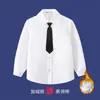Camisa Blanca Infantil con Forro Polar de Manga Larga Invierno Algodón para Niños Uniforme Escolar de Presentación Niñas de Primaria Camisa Cálida Blanca Pura