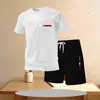 Camiseta de manga corta transfronteriza para hombre, nueva marca de moda, camisa corta con estampado de letras para verano 2025, atuendo casual holgado