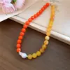 Collar asimétrico ajustable con perlas acrílicas y cuentas, estilo europeo y americano, cadena para la clavícula exquisita y moderna, accesorio de alta gama para mujer