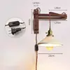 Lámpara de Pared Retro Retráctil para Mesita de Noche B&B Lámpara de Estudio para Lectura Lámpara de Atmósfera para Dormitorio Brazo Oscilante Pared de Fondo de Sala de Estar
