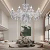 Candelabro de Cristal Estilo Francés para Sala de Estar, Lámpara Horizontal Grande Estilo Europeo para Comedor, Iluminación Moderna para Escaleras de Villa Dúplex
