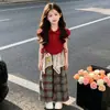 Conjunto Casual Verão Feminino Estilo Coreano 2026 Nova Moda Tendência Roupa de Verão Infantil Conjunto Fino para Meninas Mais Velhas