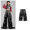 Disfraz de Jazz para Niñas Estilo Trendy Cool Tech Niños Jazz Top de Cuero Brillante Niña Actuación Atuendo de Baile Callejero de Chica Caliente