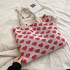 Bolsa com Estampa de Letras para Mulheres, Bolsa Tote de Grande Capacidade, Bolsa de Ombro Simples Versátil, Bolsa de Tricô Artesanal Nicho Estilo Coreano, Transfronteiriça