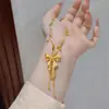 Collar con Borla de Lazo de Princesa Escape Lujo Ligero Elegante Nuevo Estilo Chino Cadena Dorada para Clavícula Anillo de Dedo Regalo para Novia