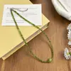 Colar de Contas Cor Abacate Clareador de Verão, Luxo Acessível Nicho Elegante de Alta Qualidade, Corrente de Clavícula com Design Simples Tendência