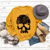 Blusa com Estampa de Caveira Gola Redonda Manga Longa Solta Suéter Pulôver Casual Roupas Femininas