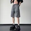 Calça de guarda-chuva fina de seda gelada de secagem rápida para o verão de comércio exterior, shorts cargo estilo americano corta-vento para trabalho, shorts masculinos na altura do joelho
