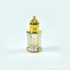 Frasco de Vidro Hexagonal Estilo Oriente Médio de 10ml para Óleo Essencial com Esfera de Rolagem Galvanizada, Frasco para Essência de Massagem, Frasco Dosador para Cosméticos