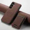 Capa de Celular com Inserção de Cartão Adequada para Samsung S26Ultra Note20 Magsafe Carregamento Sem Fio Suporte Magnético Capa de Couro