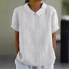 En Stock Aliexpress Estación Independiente Wish Más Vendido Nuevo Suelto Solapa Camisa Algodón Manga Corta Top de Mujer