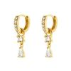 Aretes Colgantes de Aguja de Plata S925 con Zirconia Colorida en Forma de Gota para Mujer Lujo Accesible Europeo y Americano Moda Elegante Aretes Versátiles