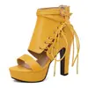 Nuevas Sandalias Romanas con Cordones Laterales Mesa de Agua Tacón Alto Grueso Sandalias de Caña Alta Tallas Grandes 40-50 Zapatos de Comercio Exterior de Amazon