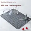 Tapete de Drenagem Multifuncional de Silicone, Tapete Antiderrapante, Tapete Isolante de Mesa Resistente a Altas Temperaturas, Tapete Retangular para Mesa Doméstica de Cozinha