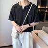 Verano INS Estilo Ligero Maduro Diseño de Nicho Camiseta de Manga Corta para Hombre Estilo Coreano Celebridad de Internet Cuello en V Estilo de Abstinencia Camiseta Casual de Moda