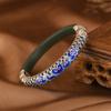 Pulsera de plata S925 Rey Ciervo Dorado moda elegante pez koi Piscis hueco Xiangyun boca de concubina imperial pulsera femenina de jade Hetian