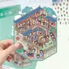 4 Piezas Pegatinas de Escenario de Pueblo de Ocio Alivio del Estrés Pegatinas Creativas DIY Alivio del Estrés Escena Miniatura 3D