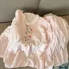 Novidade de Outono Pijama Feminino Algodão Nuvem Estilo Ins Japonês Fofo Manga Longa Urso Roupa de Casa Conjunto de Duas Peças com Bojos