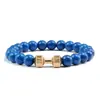 Novo bracelete hexagonal turquesa fosco com contas, pulseira de contas de halteres da moda, corda elástica, pulseira de liga metálica de vários tamanhos